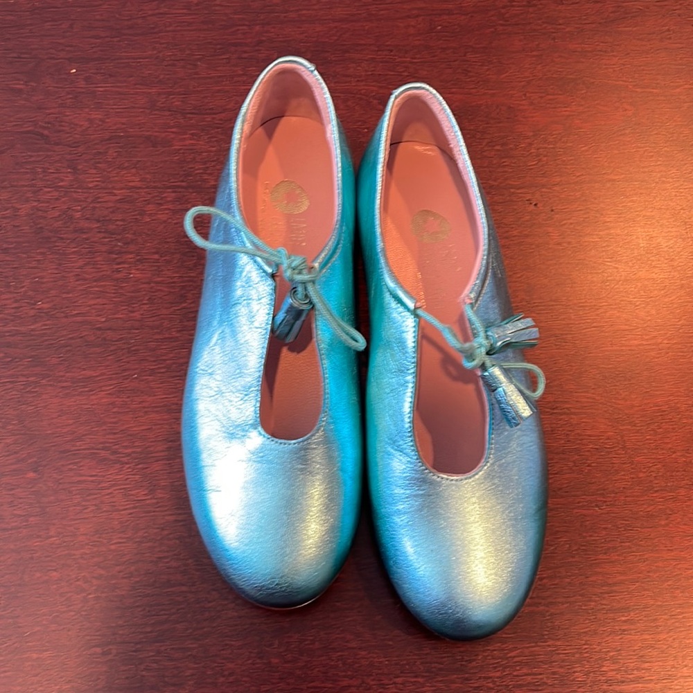 Teal metallic Tie shoes new